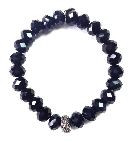 10XB01 BR-10mm Faceted Glass Stretch/Black
