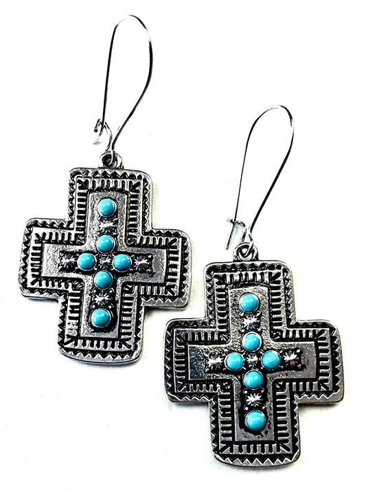 SF901 ER CROSS CONCHO W/TURQ DOTS