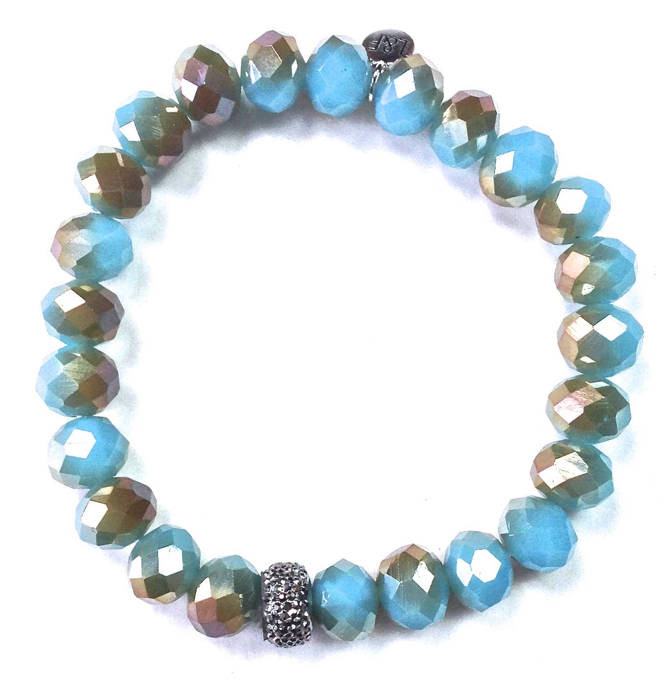 10XB10 BR-10mm Faceted Glass Stretch/Aqua