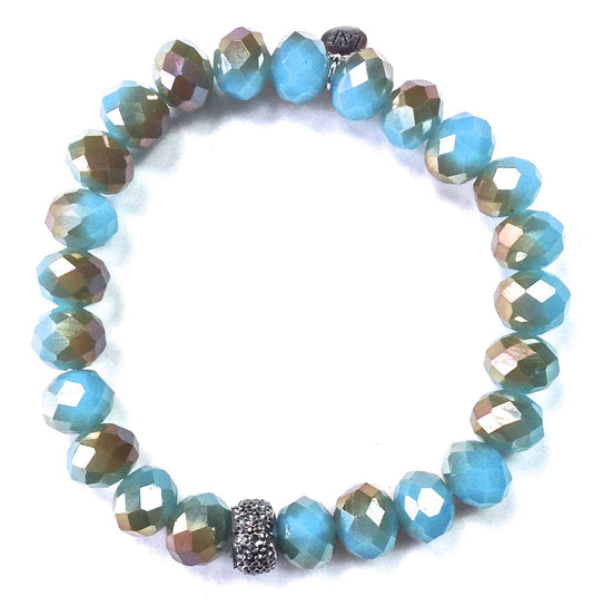 10XB10 BR-10mm Faceted Glass Stretch/Aqua