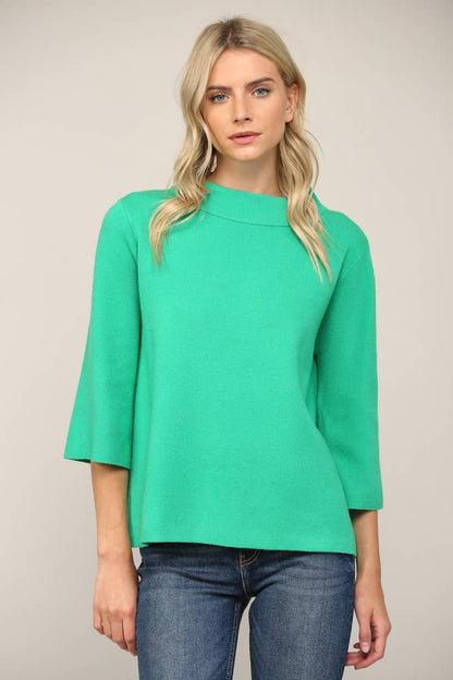 FATE - MOCK NECK PULL OVER SWEATER/BELL SLEEVE