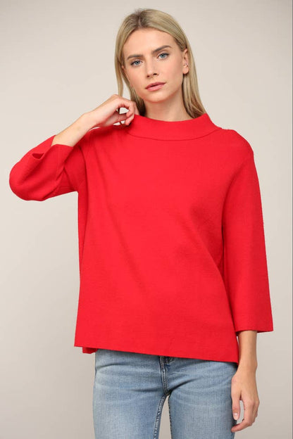 FATE - MOCK NECK PULL OVER SWEATER/BELL SLEEVE
