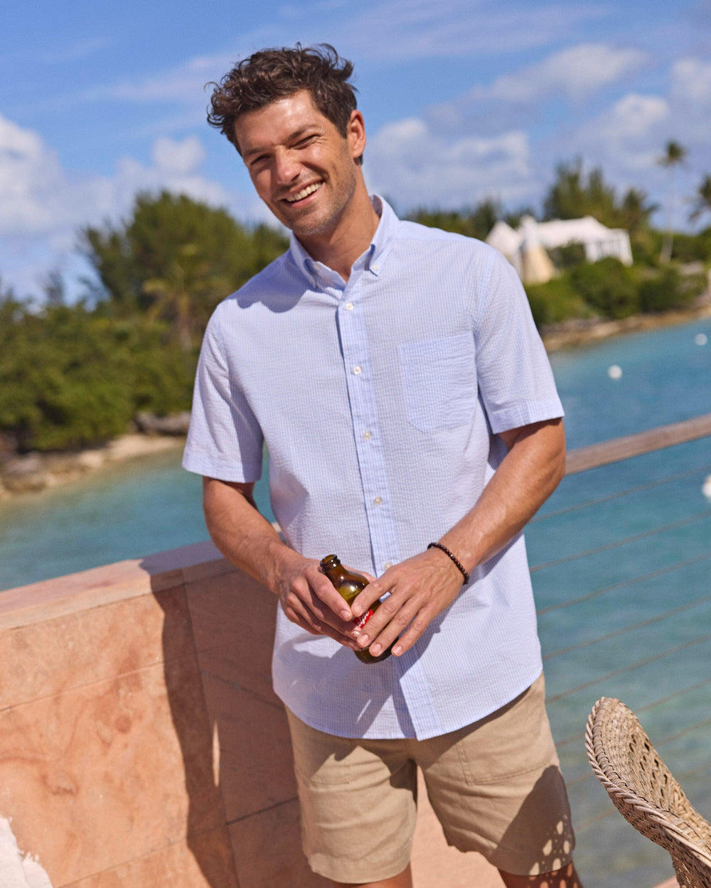Southern Tide Folly Field Stripe Seersucker Short Sleeve Sport Shirt