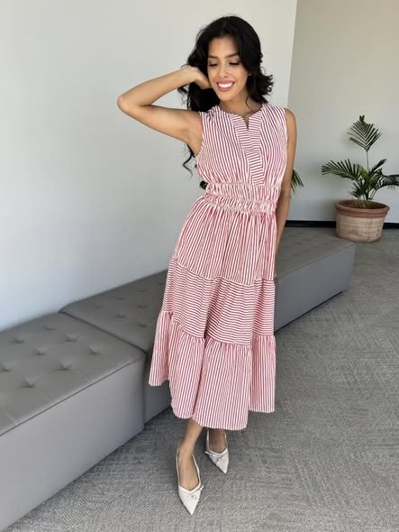 CCC - Red Seer Sucker Maxi Dress