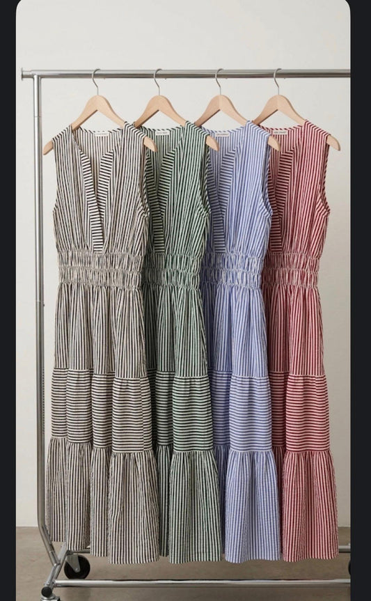 CCC - Blue Seer Sucker Maxi Dress