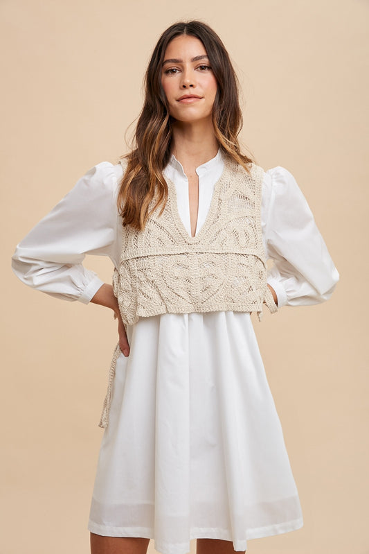 Crochet Vest Babydoll Shirts Dress